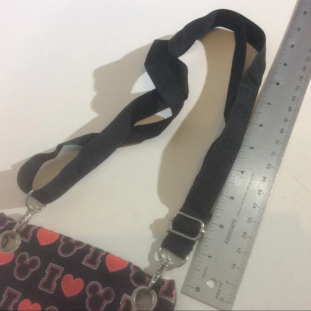 Disney Mickey Mouse Ears Bag Black Red Crossbody Purse Adjustable Strap Zip